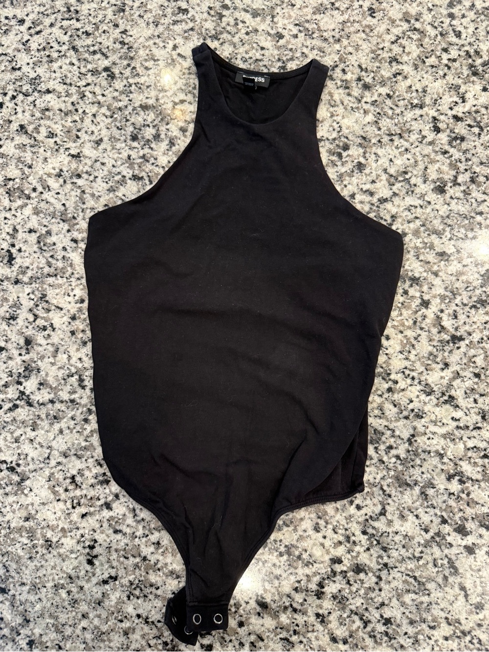 Express Black Ribbed High Neck Bodysuit